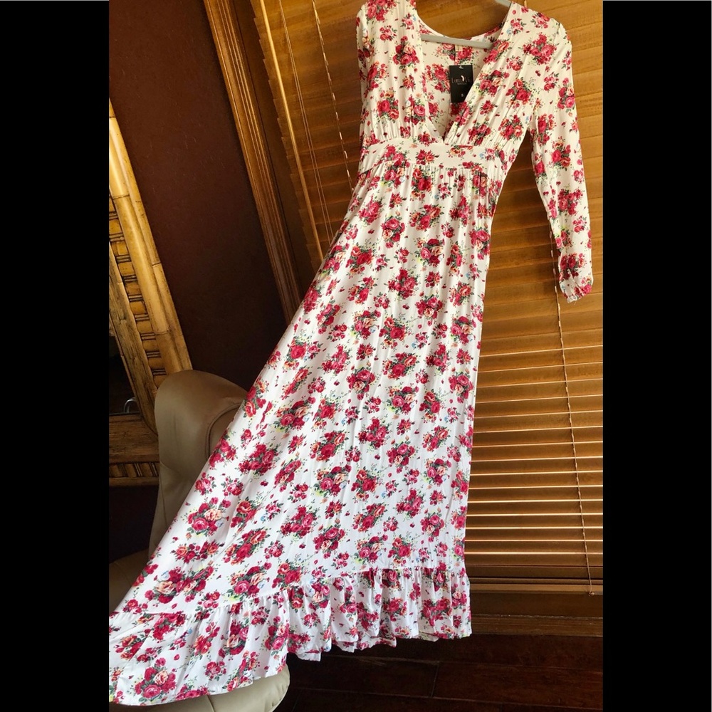 A 5⭐️ Fall Fav! Flowing Blooms Boho Maxi Dress W/Slim Full Skirt, Floral Maxi - Picture 9 of 11